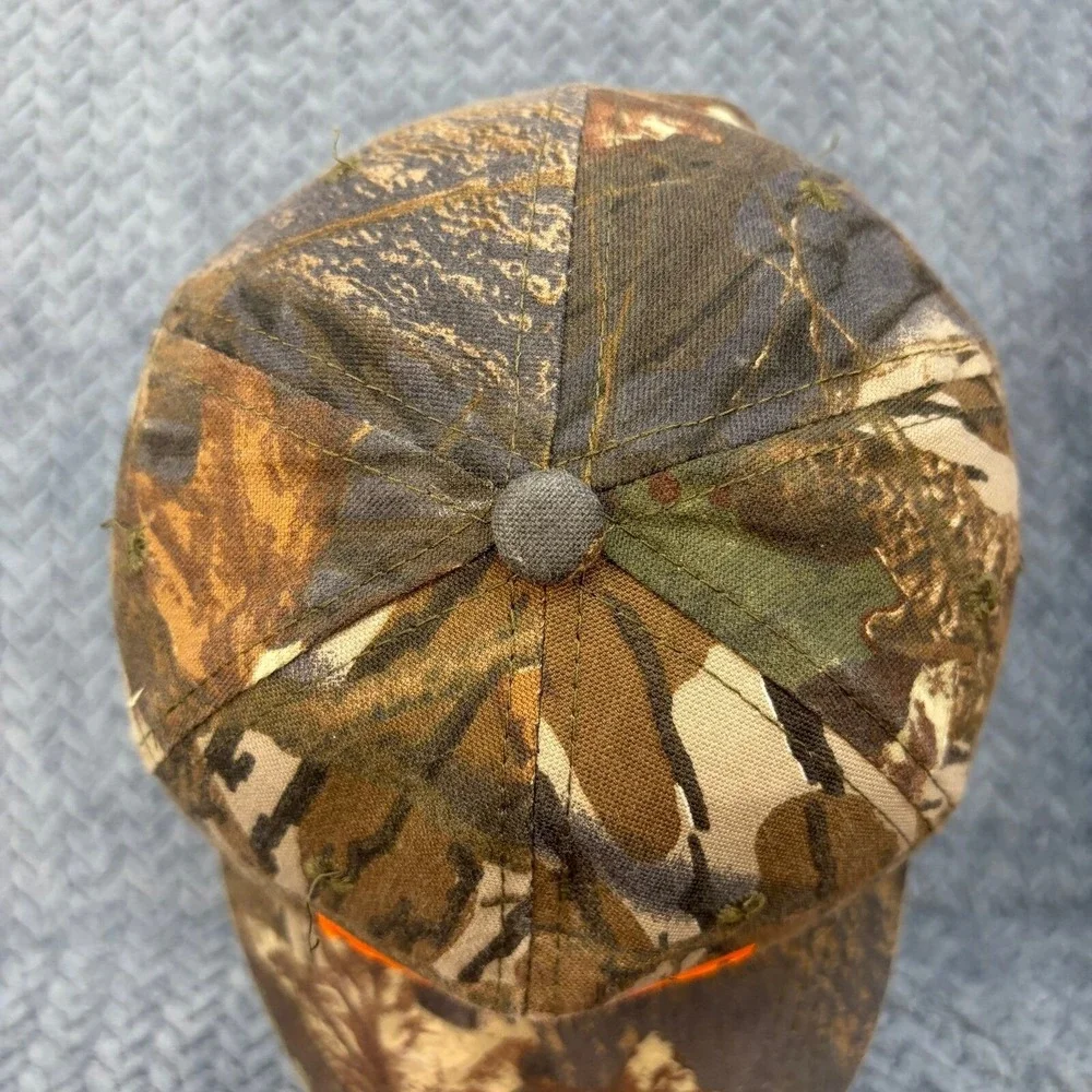 Briggs Equipment Camo Baseball Hat Orange Embroidered Logo Adjustable Cap